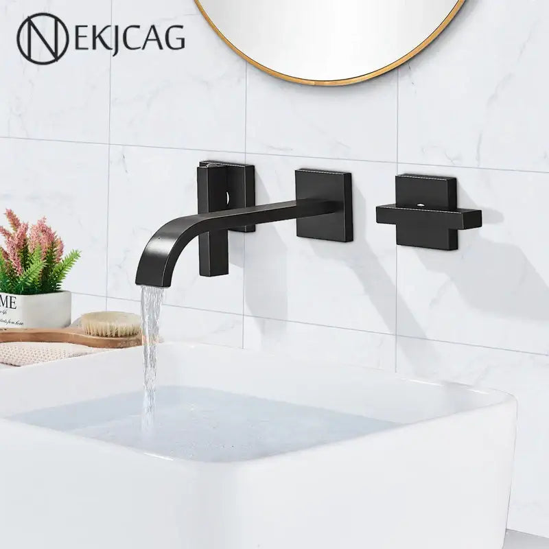 Black Brass Wall Basin Faucet