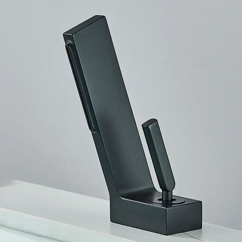 Black Brass Waterfall Faucet Contemporary Design