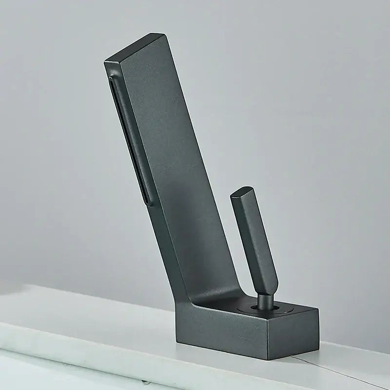 Black Brass Waterfall Faucet Contemporary Design