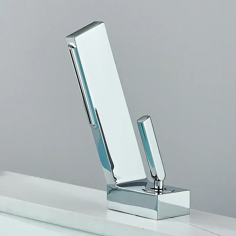 Black Brass Waterfall Faucet Contemporary Design
