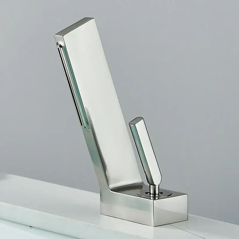 Black Brass Waterfall Faucet Contemporary Design