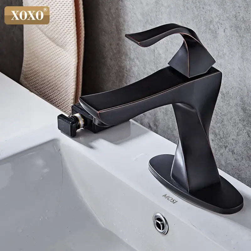 Black Brass Basin Faucet Oil-Rubbed Single Handle