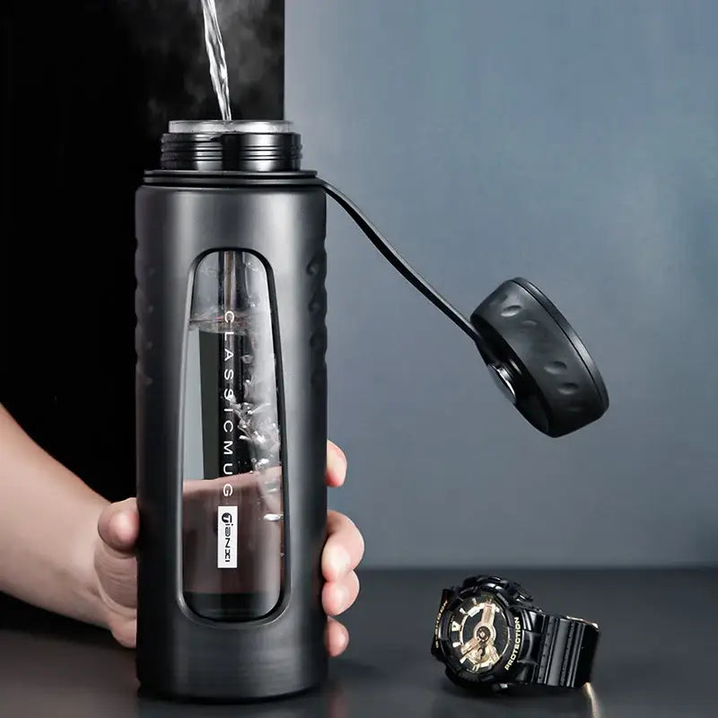 Black Insulated Glass Cup