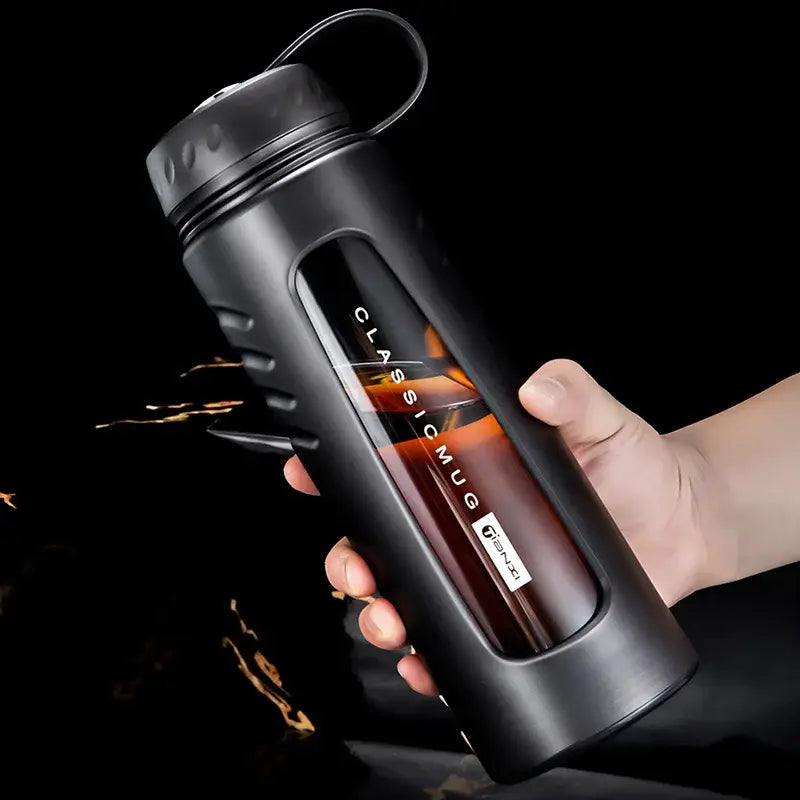 Black Insulated Glass Cup