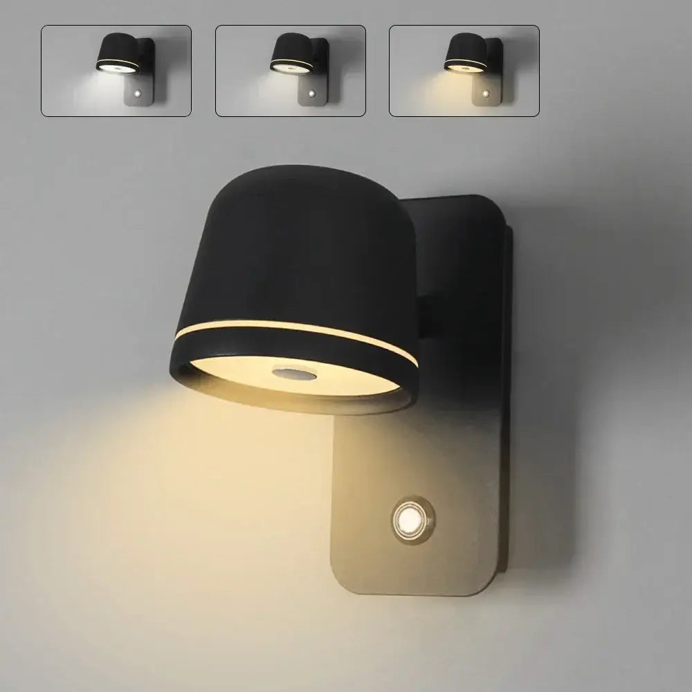 Black Adjustable LED Wall Lamp with Touch Dimmer
