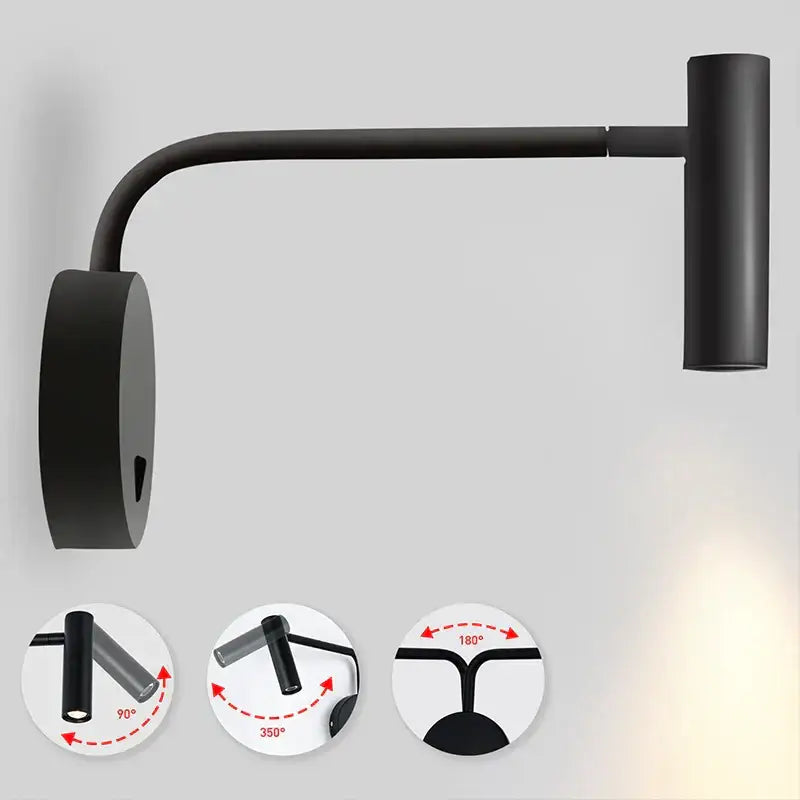 Black Adjustable Reading Lamp 4 Finish Options