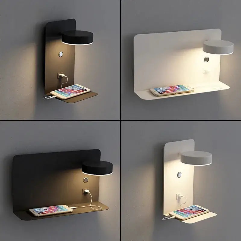 Black USB Wall Shelf Lamp