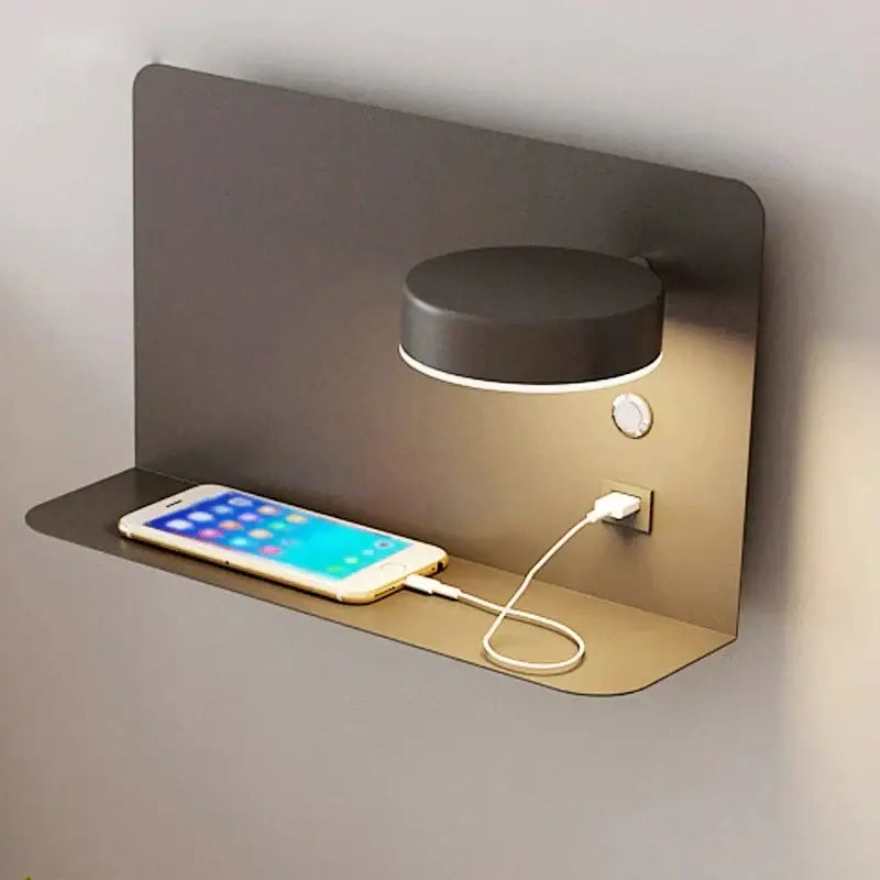 Black USB Wall Shelf Lamp