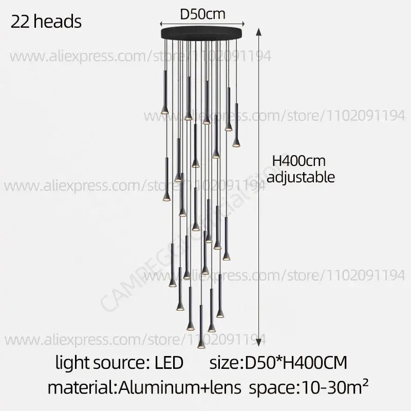 Black Nordic Pendant Light with Multi-Head Design
