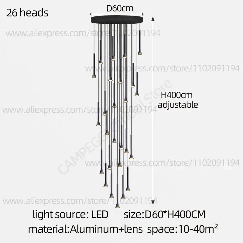 Black Nordic Pendant Light with Multi-Head Design