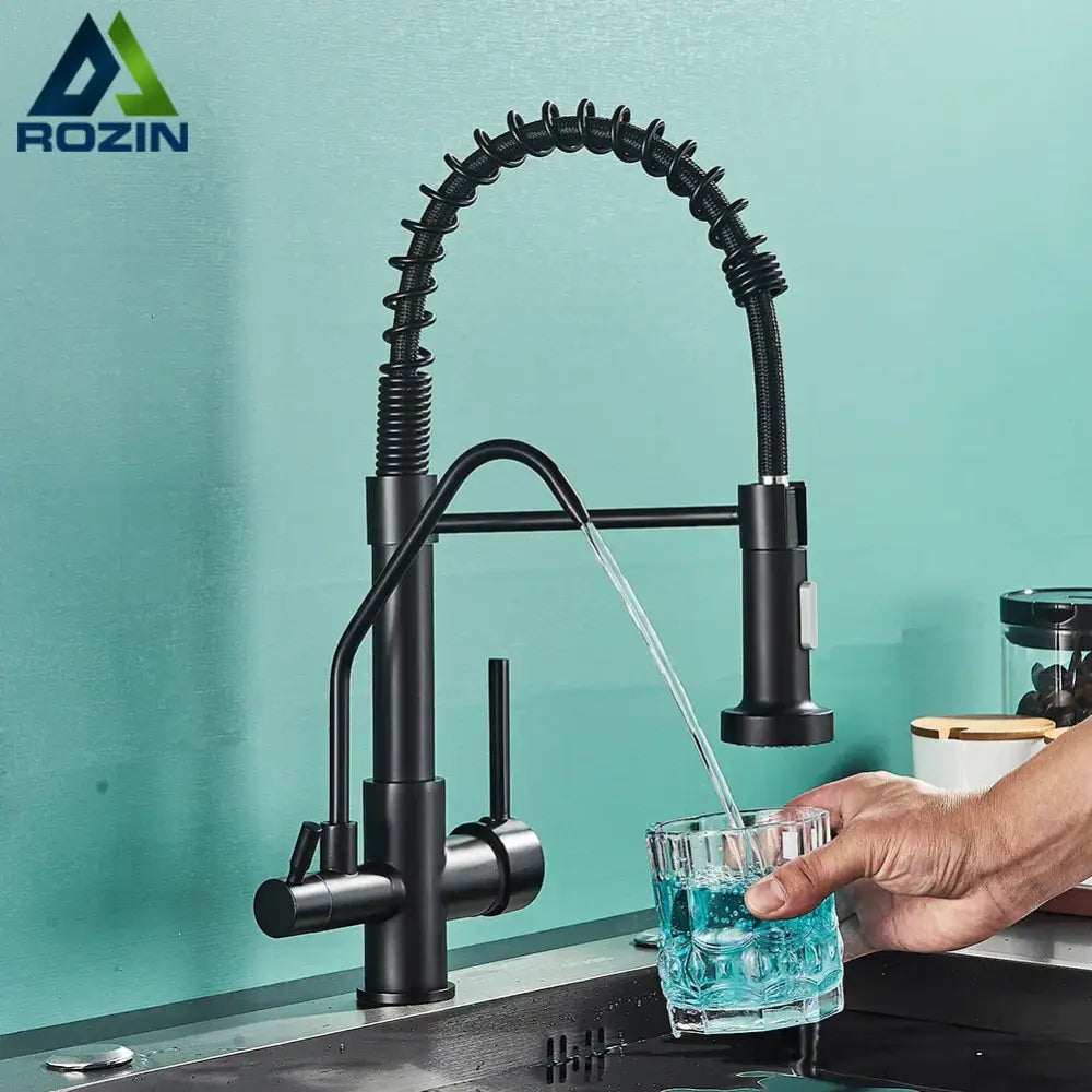 Black Pull Down Kitchen Faucet Pure Water