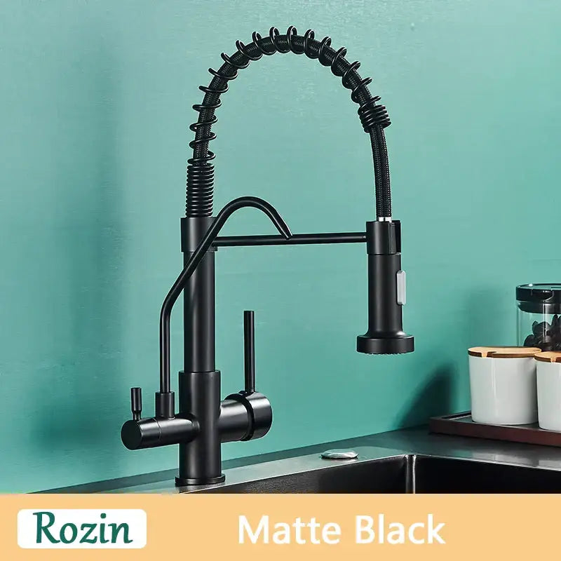 Black Pull Down Kitchen Faucet Pure Water