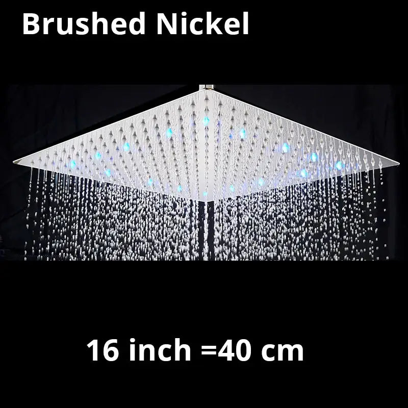 Black Rainfall 16-Inch Stainless Shower Head