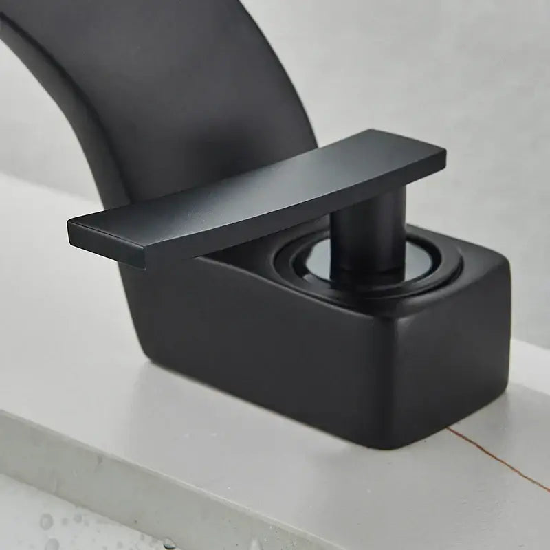 Black Waterfall Basin Faucet Rose Gold