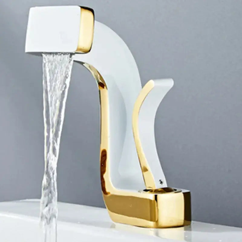 Black Waterfall Basin Faucet Rose Gold