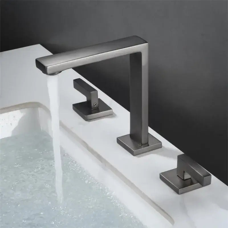 Gold Three-Handle Basin Faucet