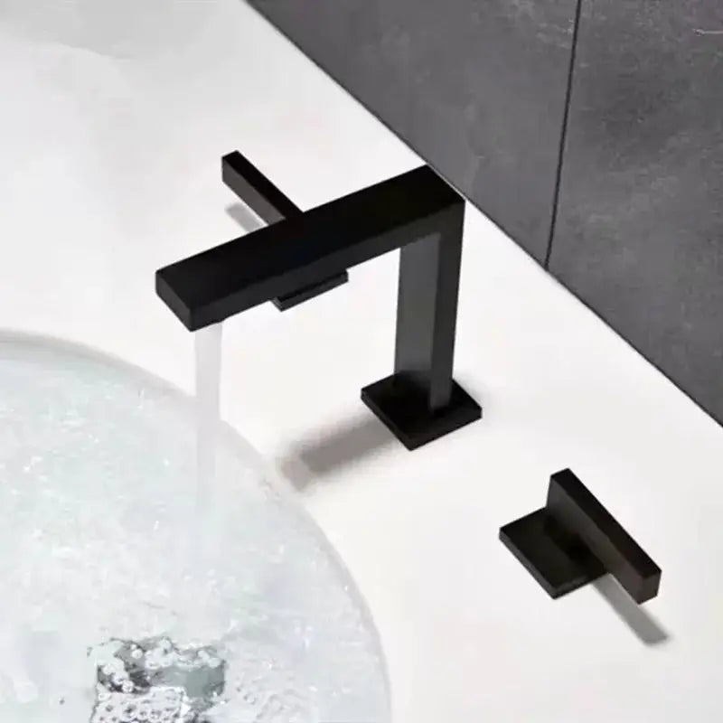 Gold Three-Handle Basin Faucet