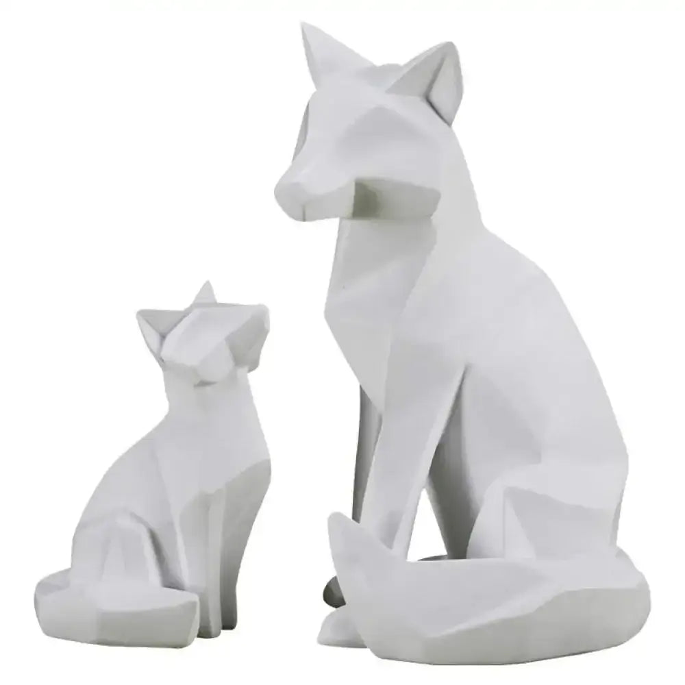 White Geometric Fox Sculpture