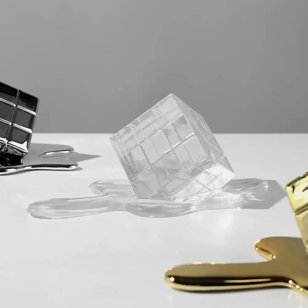 Gold Geometric Resin Sculpture
