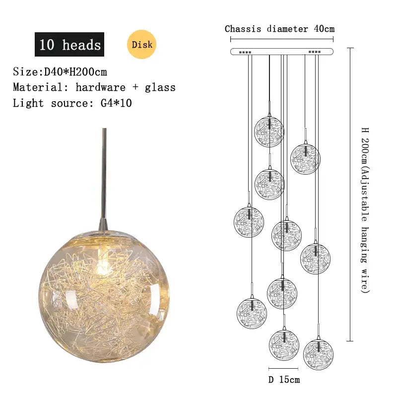 Crystal Spherical Ceiling Chandelier