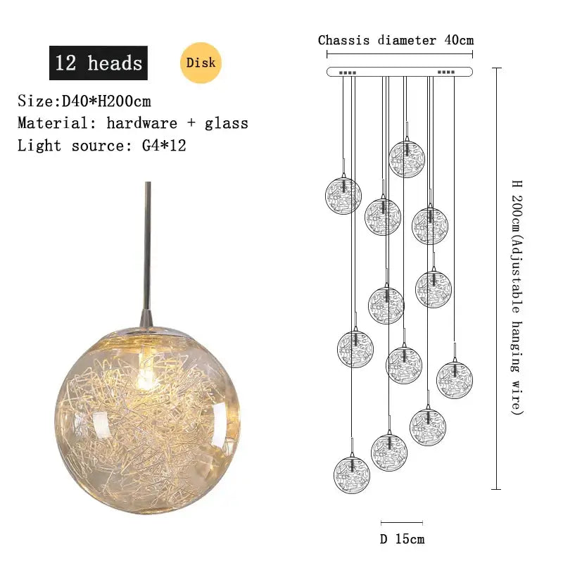Crystal Spherical Ceiling Chandelier