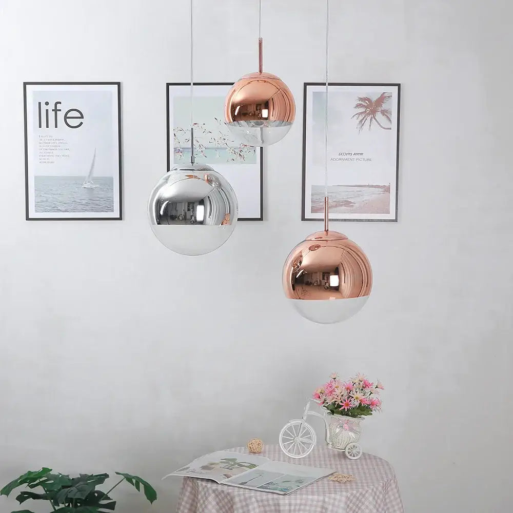 Rose Gold Glass Pendant For Kitchen Spaces