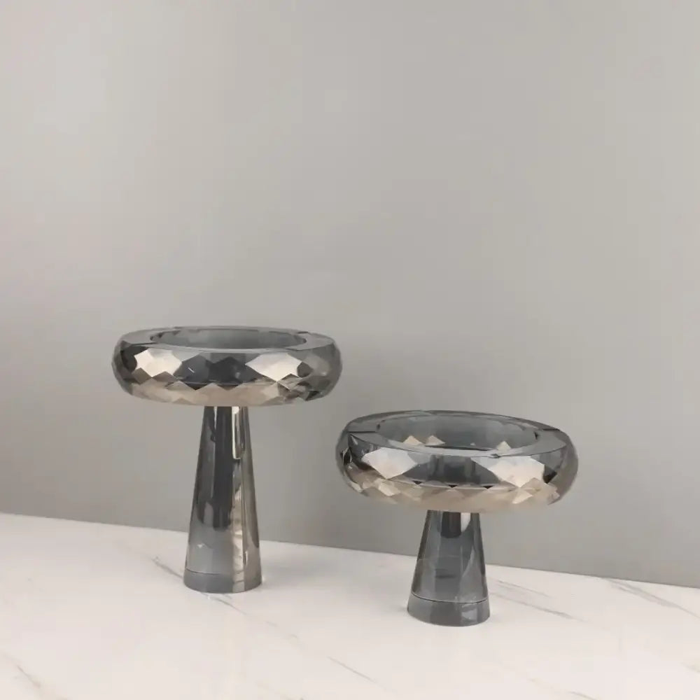 Silver Geometric Glass Bowl
