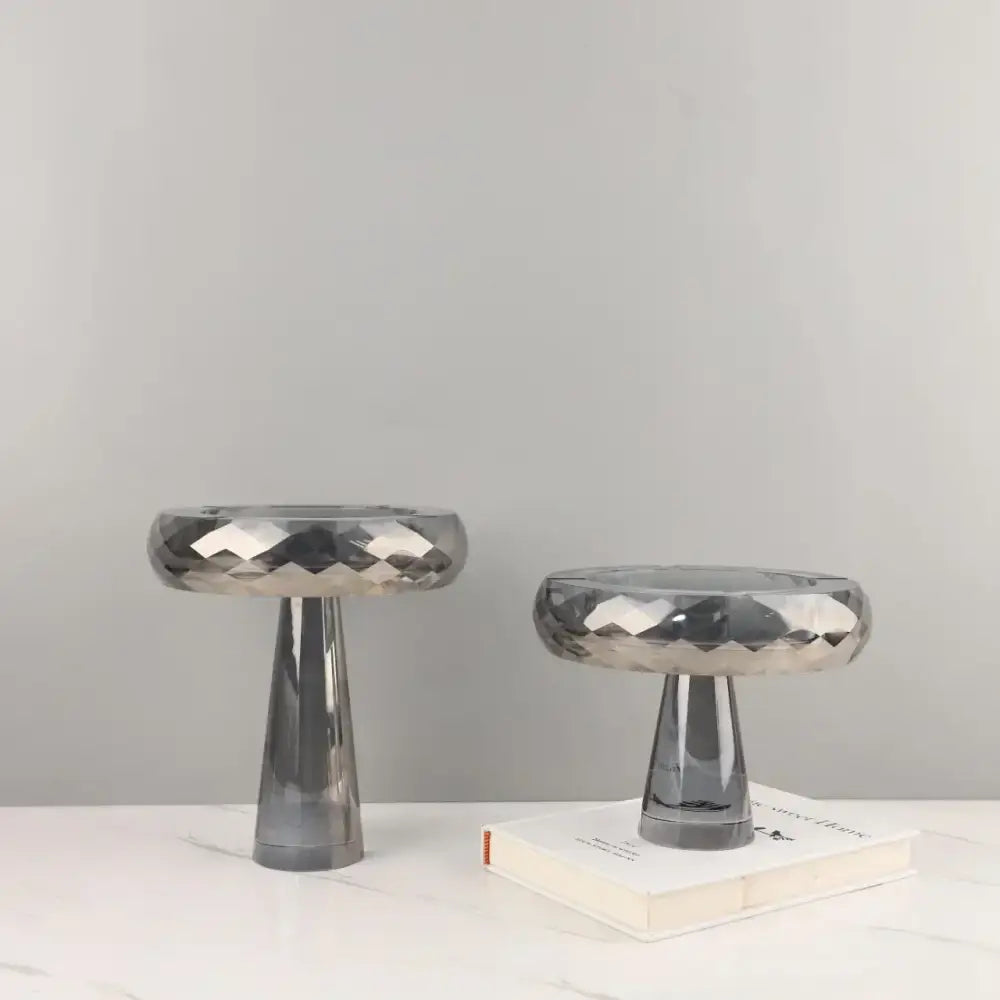 Silver Geometric Glass Bowl