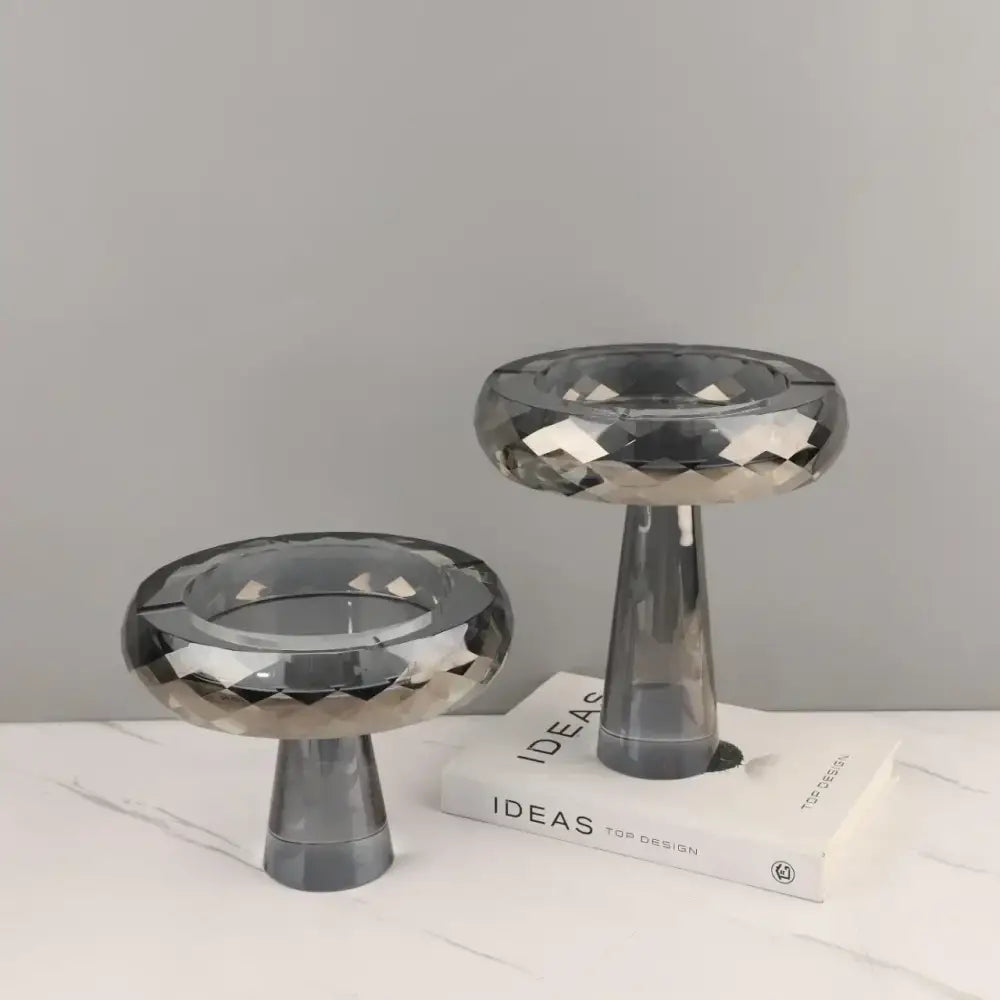 Silver Geometric Glass Bowl