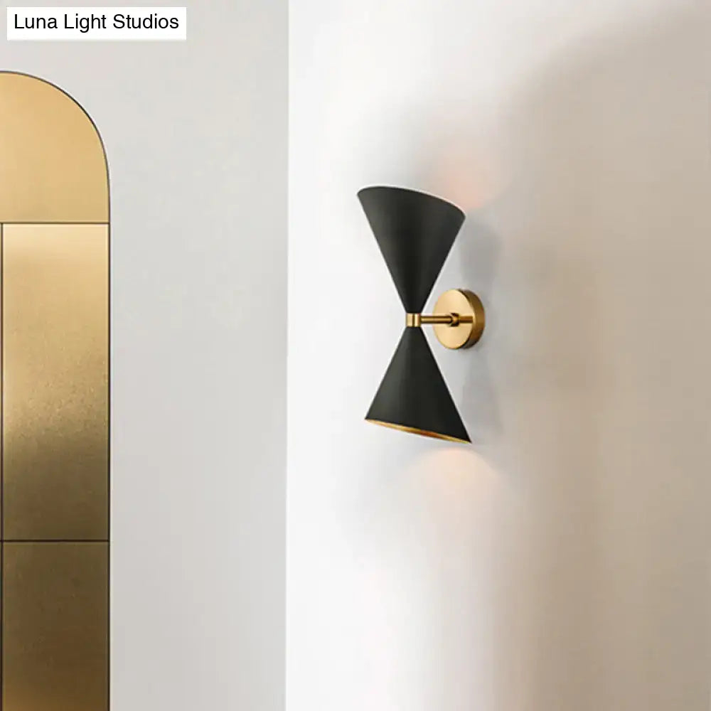 Black Gold Cast Iron Dual-Bulb Sconce