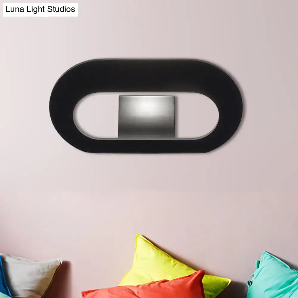 Black Oval Metal Reading-Nook Wall Lamp