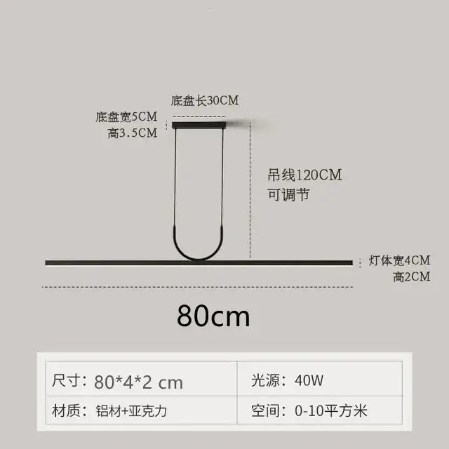 Black LED 150cm Kitchen Ceiling Chandelier