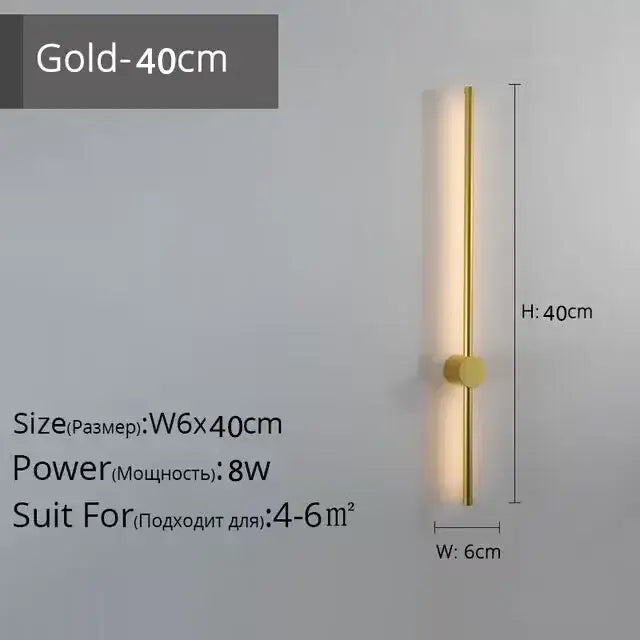 Gold LED Strip Wall Lamp