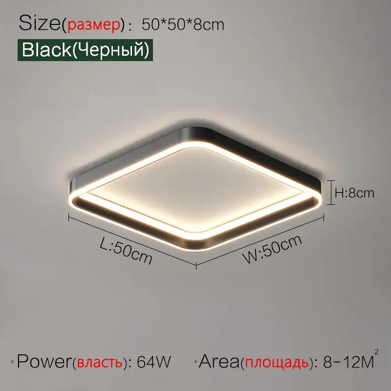 Black Ring Ceiling Light 90cm Acrylic