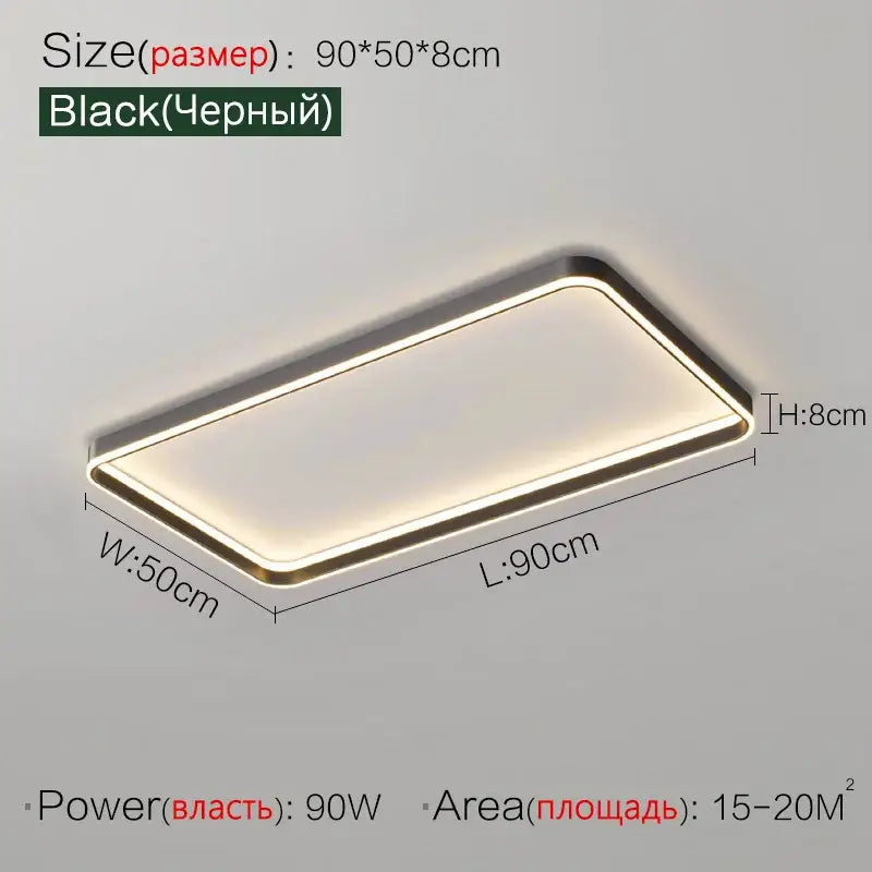 Black Ring Ceiling Light 90cm Acrylic