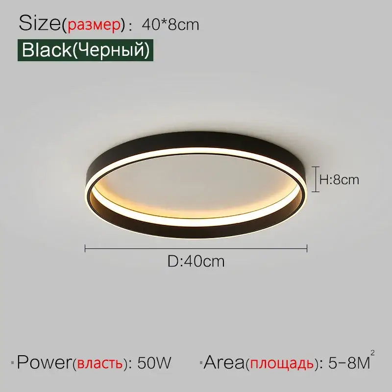 Black Ring Ceiling Light 90cm Acrylic