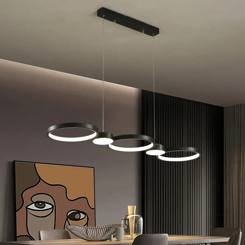 Black Ring LED Chandelier Dimmable