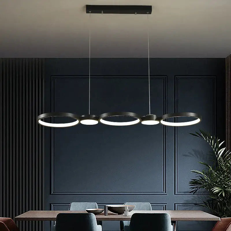 Black Ring LED Chandelier Dimmable
