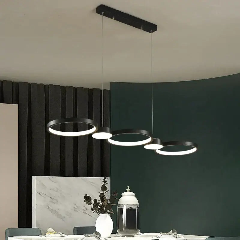 Black Ring LED Chandelier Dimmable