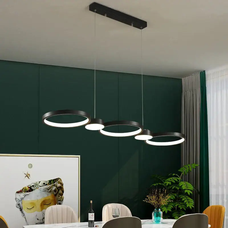 Black Ring LED Chandelier Dimmable