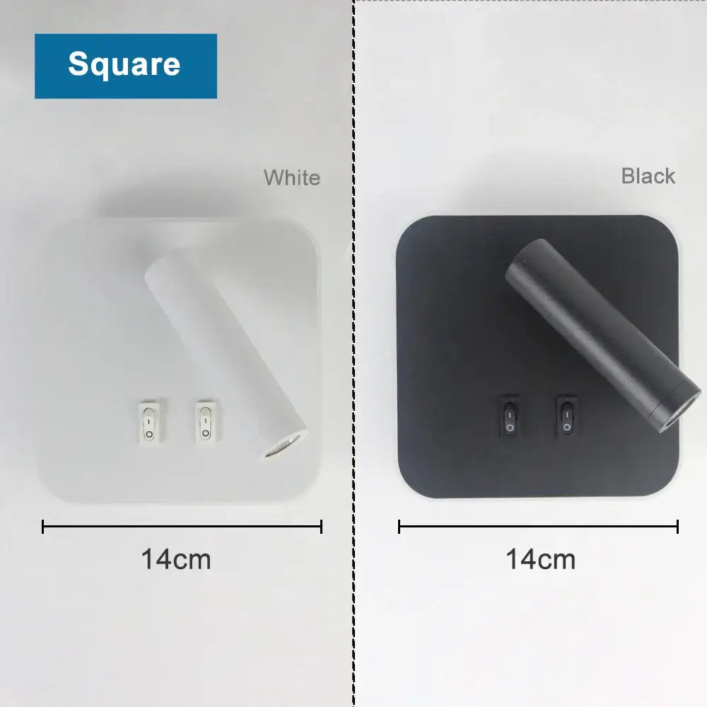 Black White 350-Degree Rotating Wall Lamp