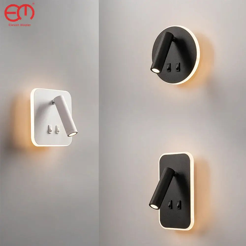 Black White 350-Degree Rotating Wall Lamp