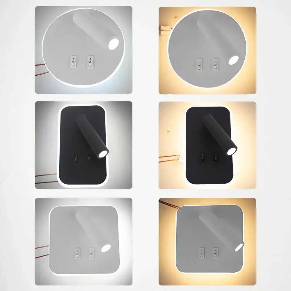 Black White 350-Degree Rotating Wall Lamp