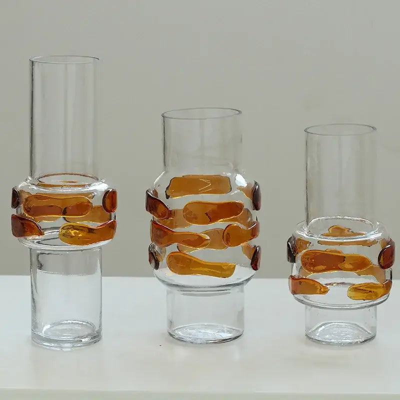Clear Amber Bubble Vase