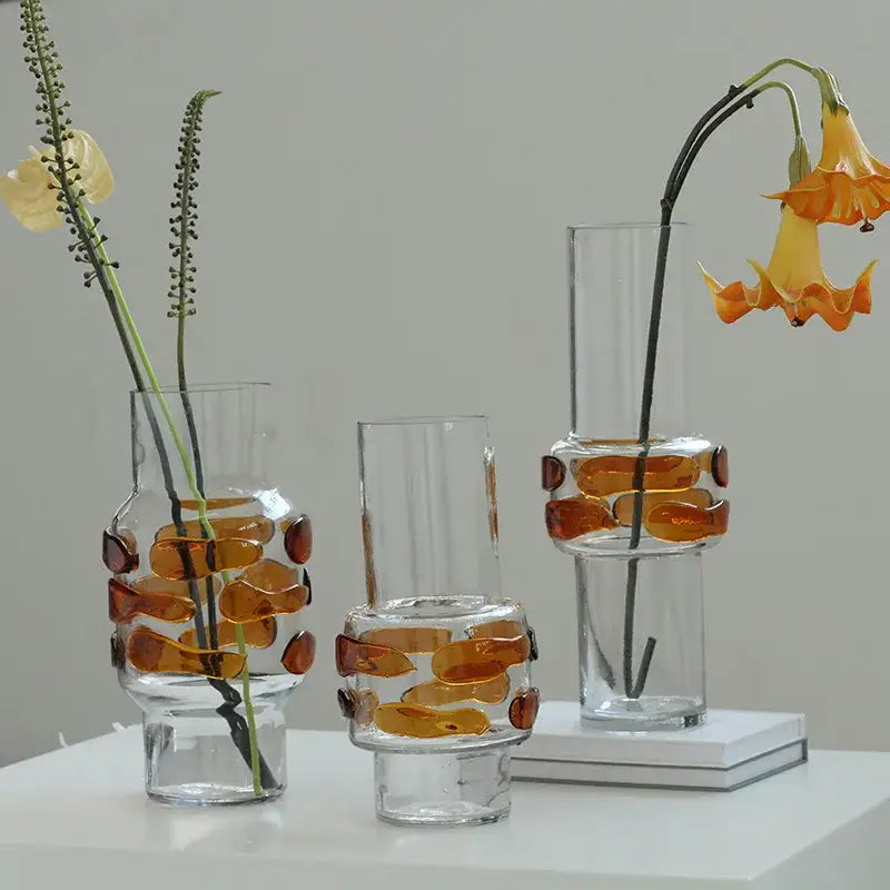 Clear Amber Bubble Vase