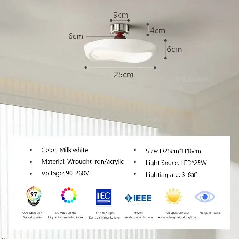 Cream LED Ceiling Light with Tricolor Option