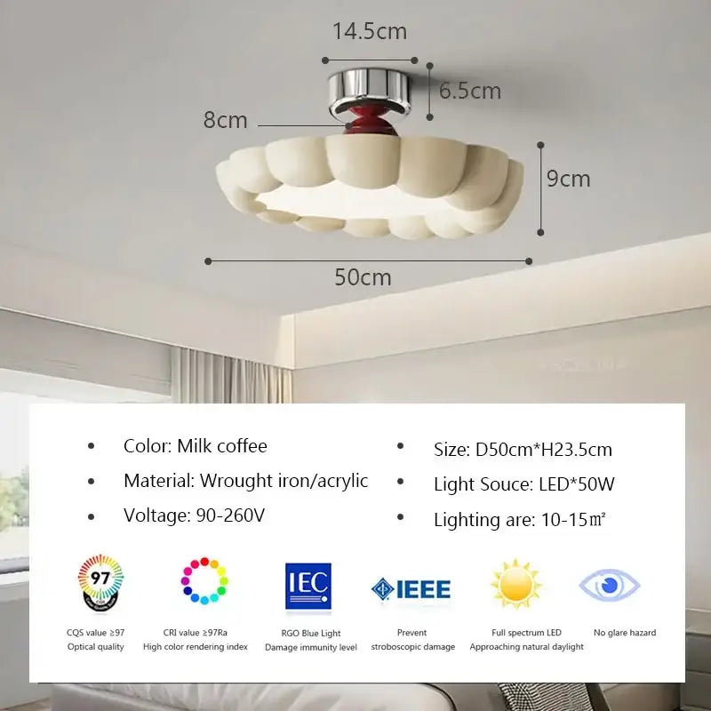 Cream LED Ceiling Light with Tricolor Option