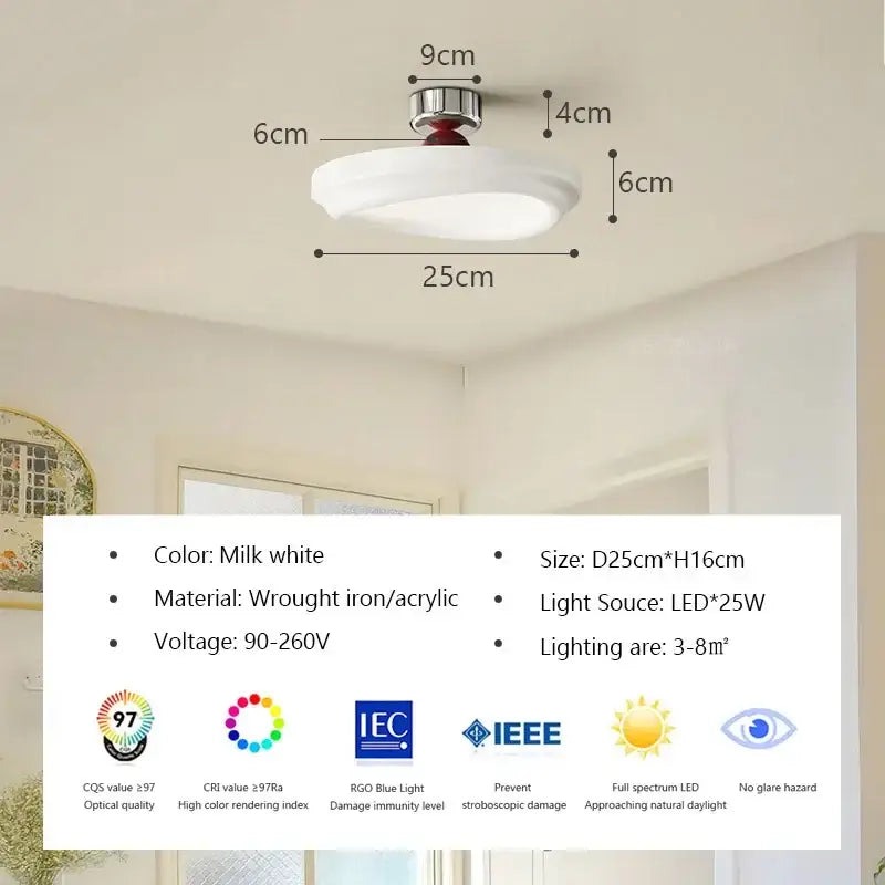 Cream LED Ceiling Light with Tricolor Option