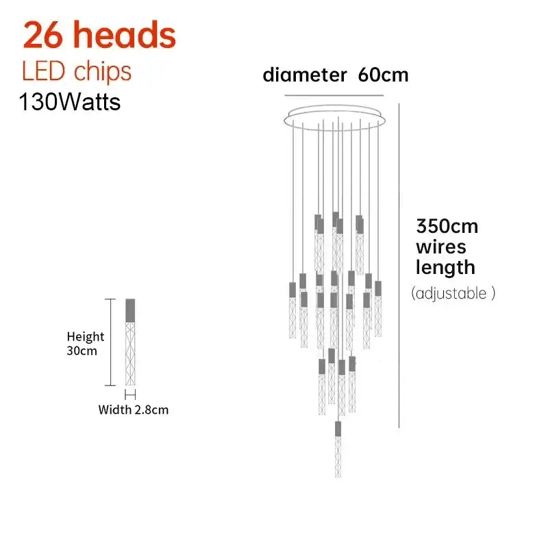Crystal LED 36-Head Living Room Pendant Light