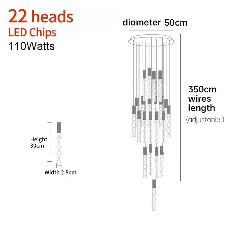 Crystal LED 36-Head Living Room Pendant Light